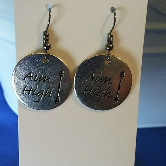 Handmade Sliver Aim High dangling earrings - Picture 2 of 2